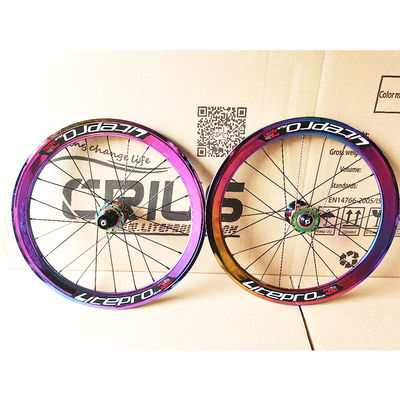 道路自転車 20 インチ アルミ合金ホイールセット 8/9/10/11 スピード 4 双壁レヤリング 虹色
