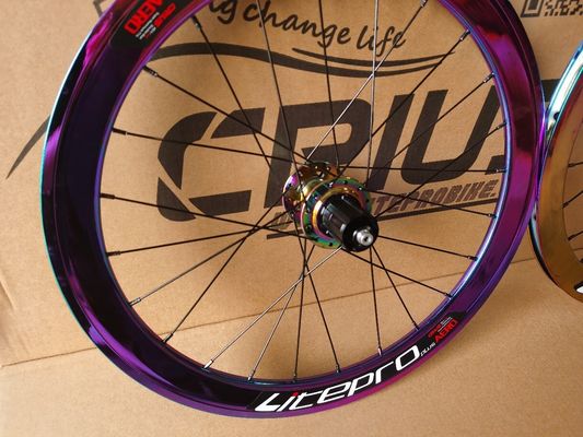 道路自転車 20 インチ アルミ合金ホイールセット 8/9/10/11 スピード 4 双壁レヤリング 虹色