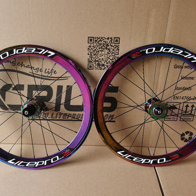 道路自転車用20インチカーボンファイバーホイールセット 8/9/10/11 スピード ダブルウォール レインボーカラー