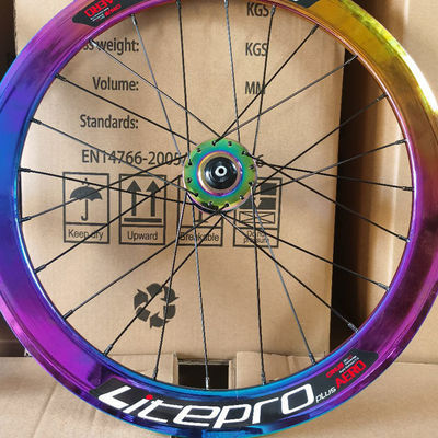 道路自転車用20インチカーボンファイバーホイールセット 8/9/10/11 スピード ダブルウォール レインボーカラー