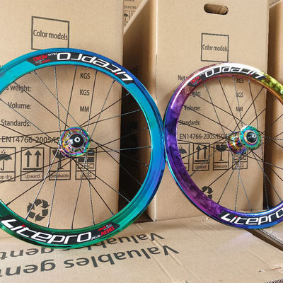 道路自転車用20インチカーボンファイバーホイールセット 8/9/10/11 スピード ダブルウォール レインボーカラー