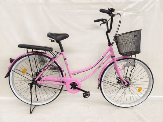 24インチ シティ自転車 シティバイク シングルスピード ディスクブレーキ ダイナモライト